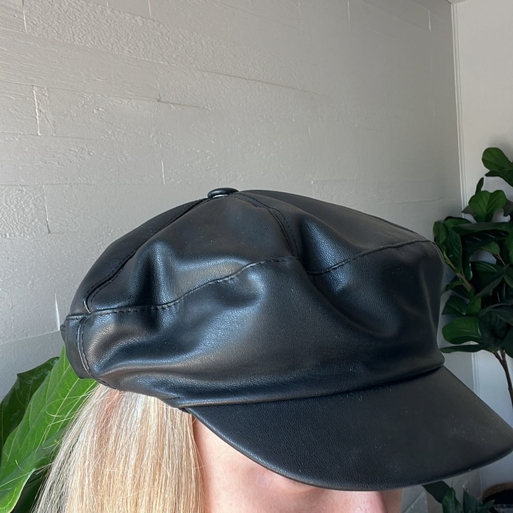 Black vintage leather fisherman’s hat